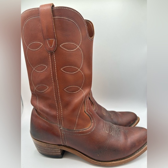 landis Other - Vintage Landis Mens Buffalo Brown Leather Cowboy Western Boots 9 D 94046 USA